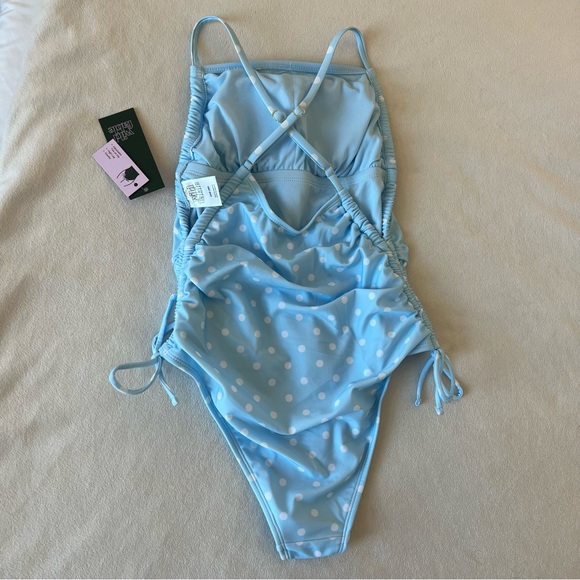 Wild Fable Extra High Leg Cheeky One Piece Swimsuit Polka dot-print Size XXS - Picture 3 of 6